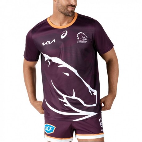 Brisbane Broncos Mens Run Out Training Rugby Tee 2024
