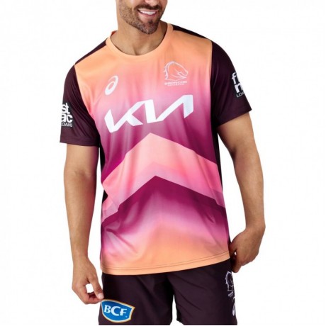 Brisbane Broncos Mens Sunstone Training Rugby Tee 2024