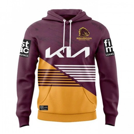 Brisbane Broncos Mens Team Rugby Hoodie 2024