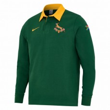 South Africa Springboks Mens Long Sleeve Pique Rugby Polo 2025