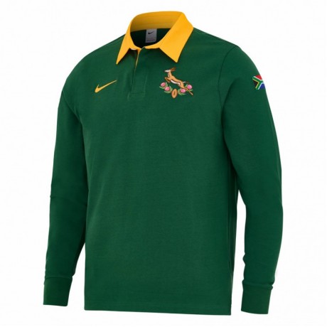 South Africa Springboks Mens Long Sleeve Pique Rugby Polo 2025